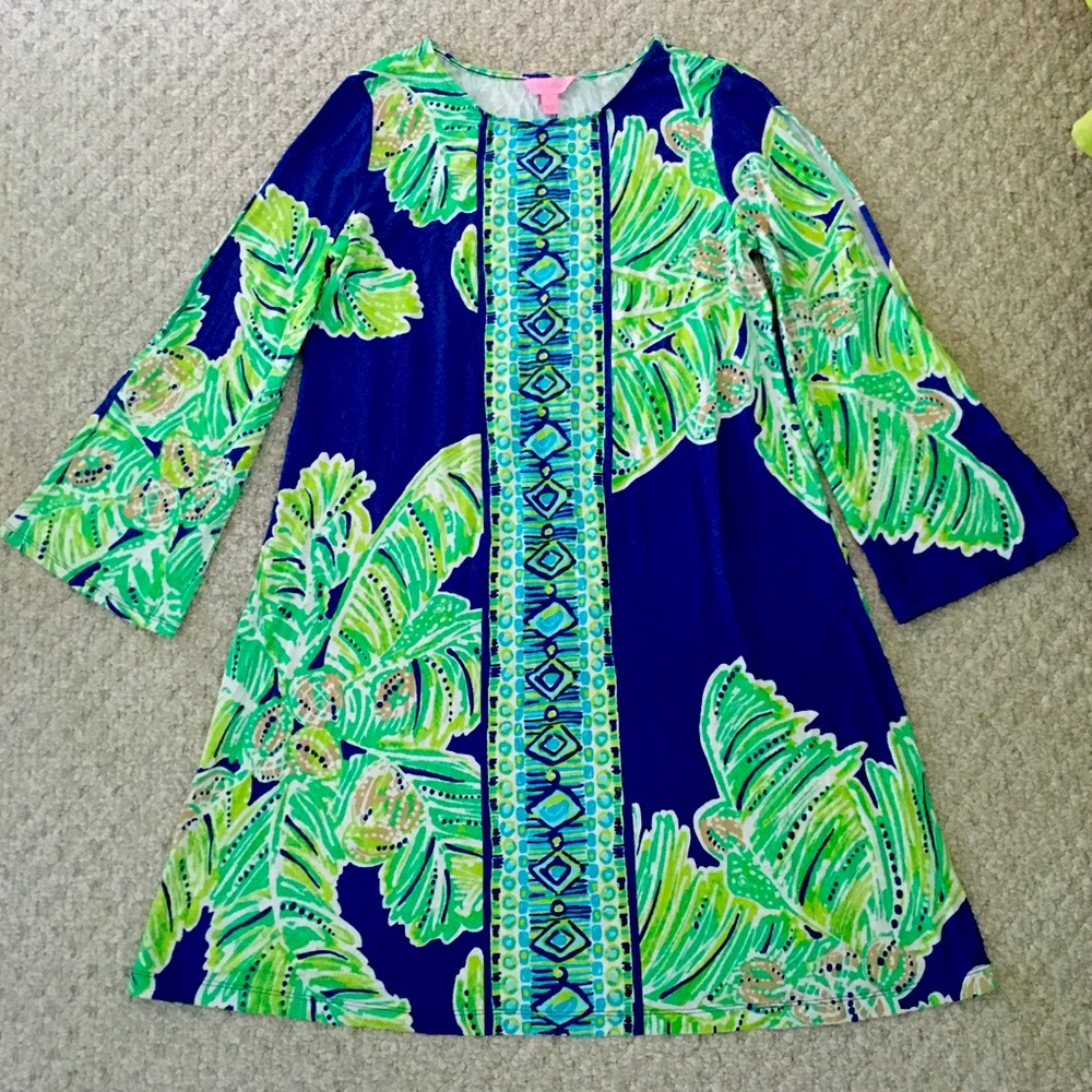 Lilly Pulitzer Ophelia Dress Iris Blue Palm Leaf